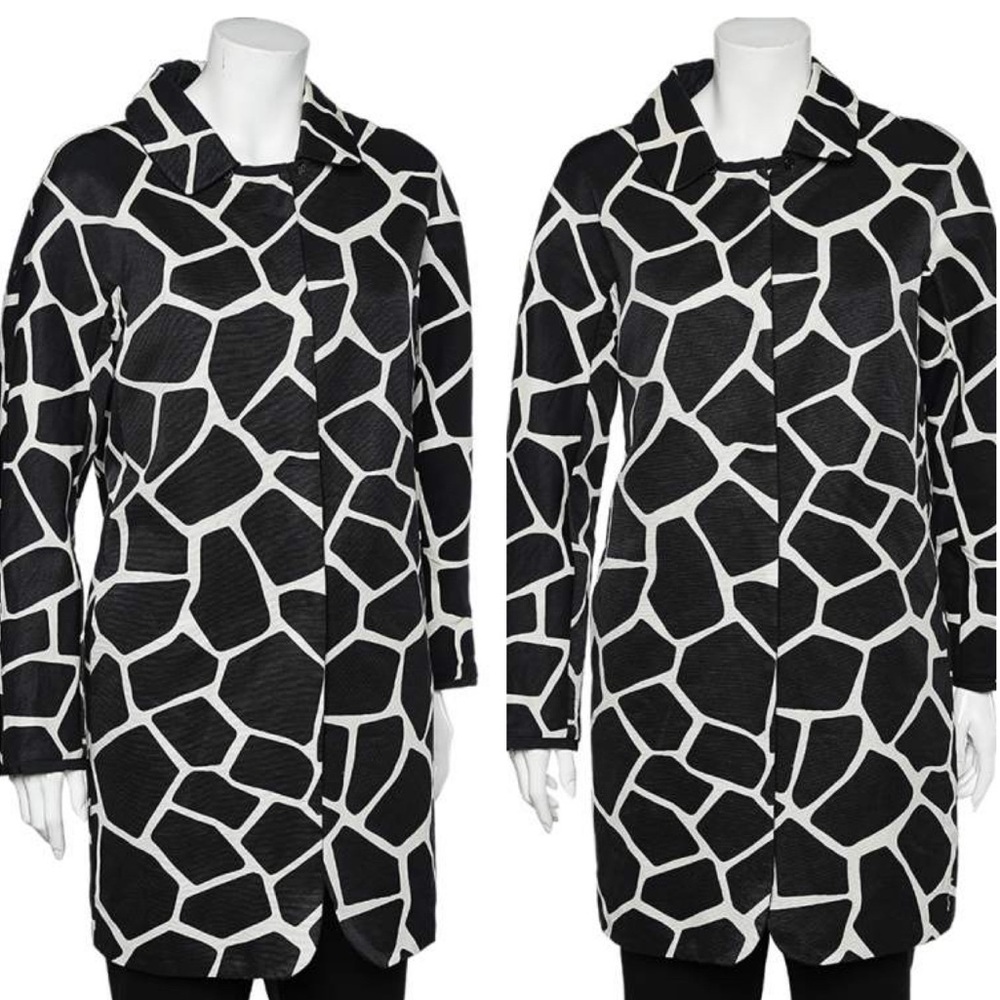 ‘S Max Mara Reversible Black/Giraffe Print Jacket Coat US SZ 8